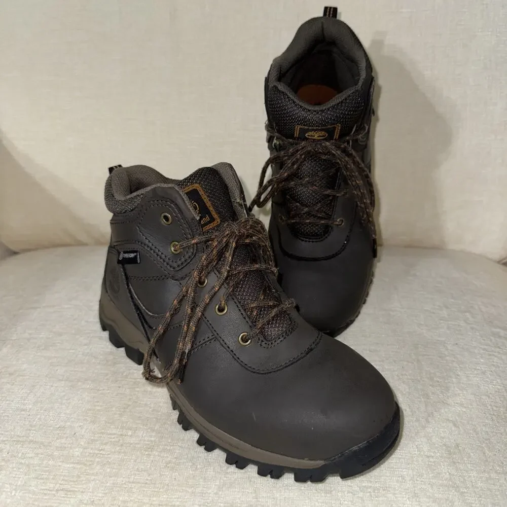 TIMBERLAND Maddsen Mid Hiker Brown Boot Size Youth 3.5 EUC
